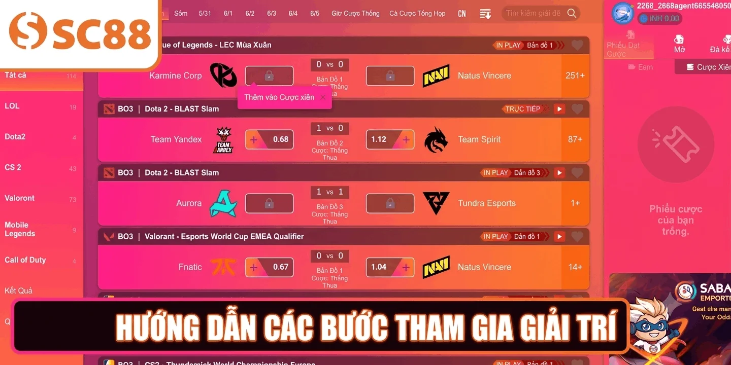 Hướng dẫn các bước tham gia giải trí tại SC88 dễ dàng cho người mới