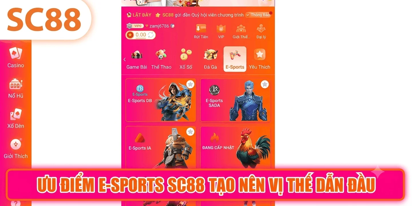 Ưu điểm E-sports SC88 tạo nên vị thế dẫn đầu thị trường